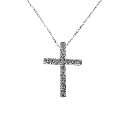 White Silver Cz Cross Pendant