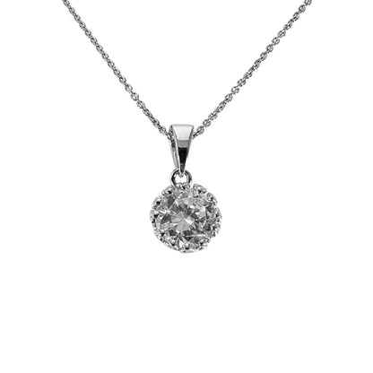 White Silver Round Cz Drop Pendant