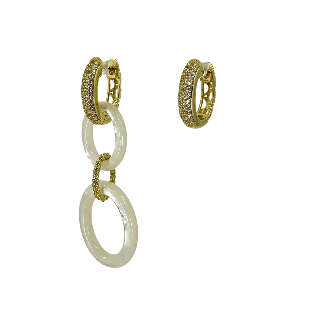 Oval Link Mother of Pearl Drop Earrings