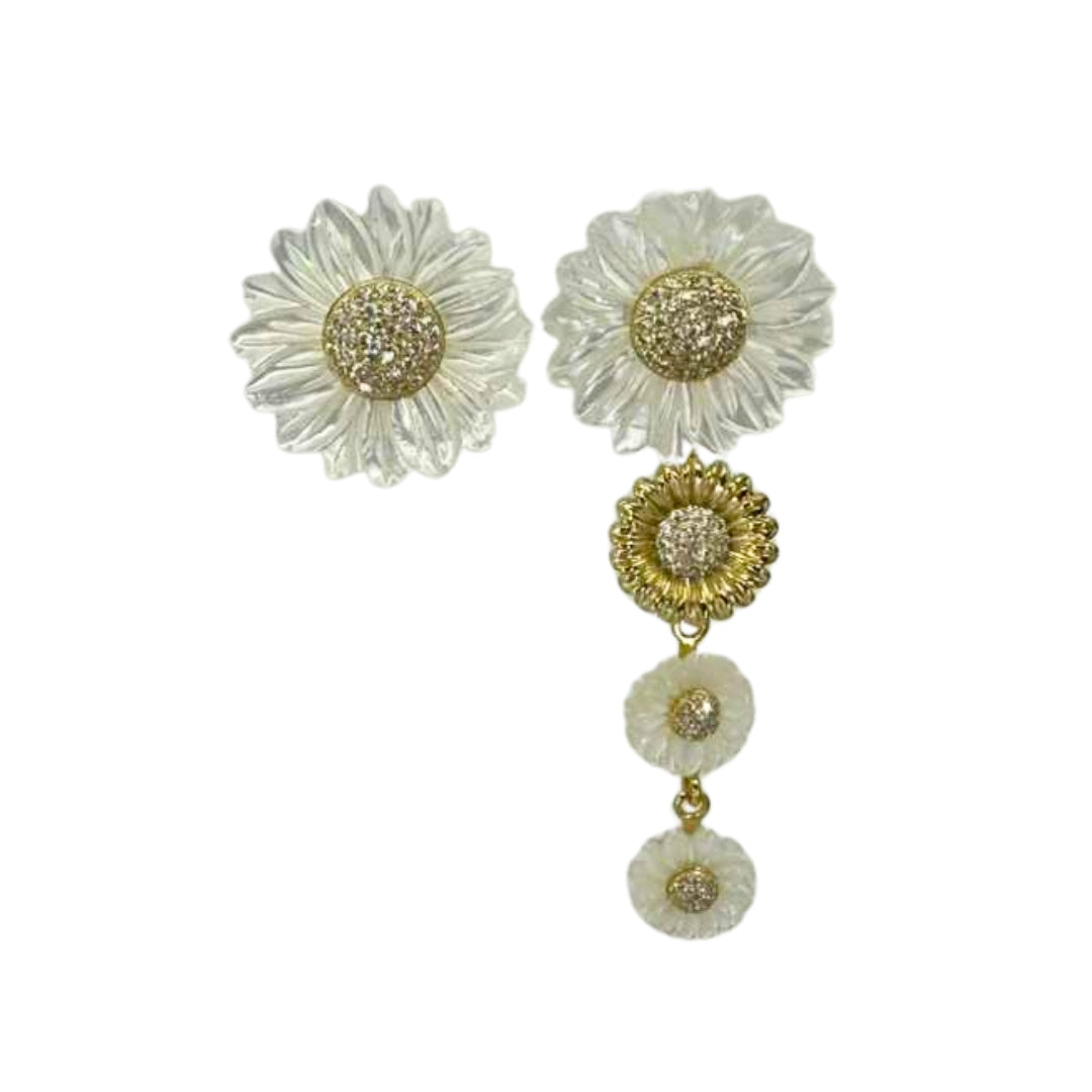 Carved Mother of Pearl Drop Earring and Jacket Combo