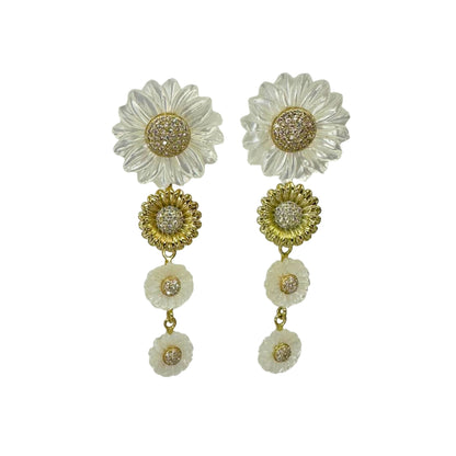 Carved Mother of Pearl Drop Earring and Jacket Combo