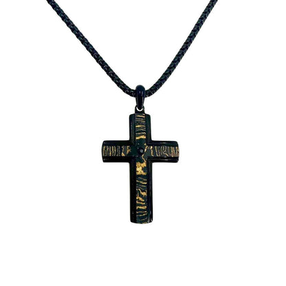 Black Carbon and Copper Cross Pendant