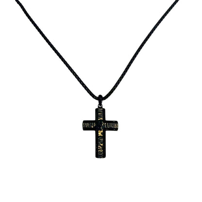 Black Carbon and Copper Cross Pendant