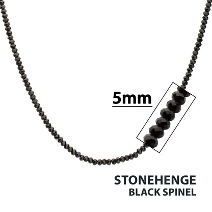 Faceted Black Spinel Bead Necklace