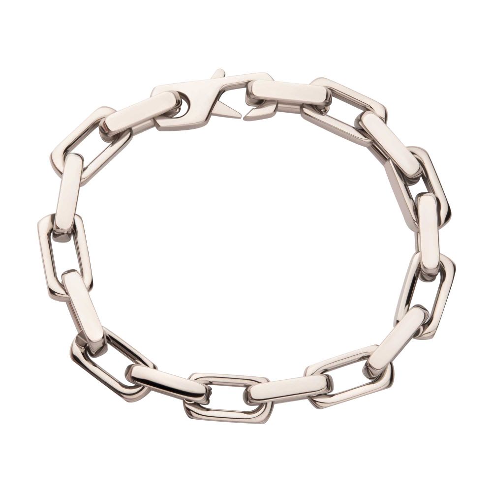 White Stainless Steel Anchor Link Bracelet