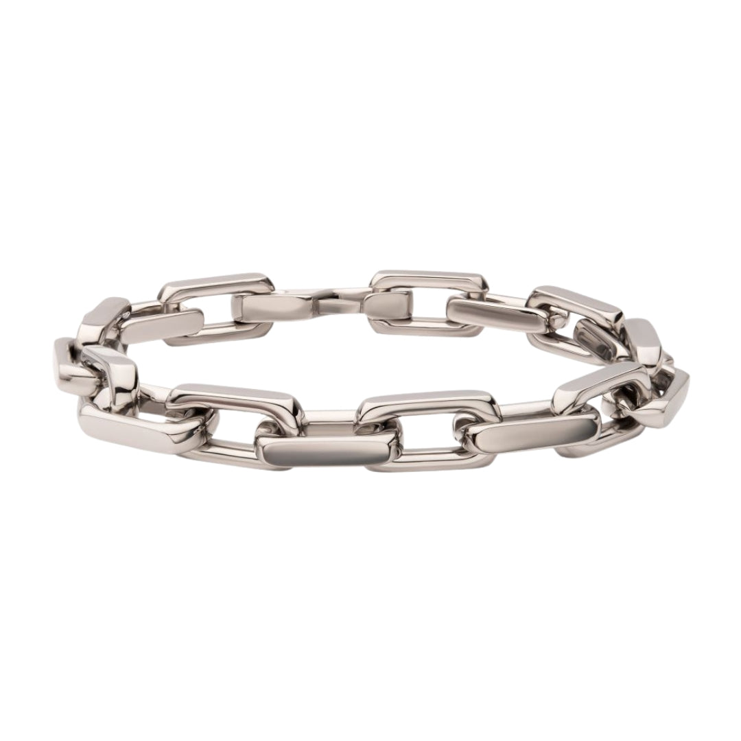 White Stainless Steel Anchor Link Bracelet