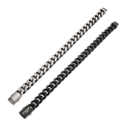 Stainless Steel And Black Cuban Bracelet