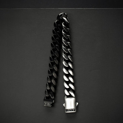 Stainless Steel And Black Cuban Bracelet