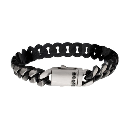 Stainless Steel And Black Cuban Bracelet