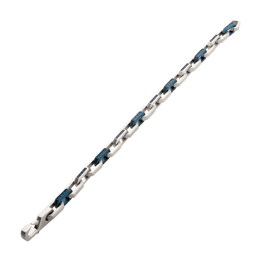 Stainless Steel and Blue Anchor Link Bracelet