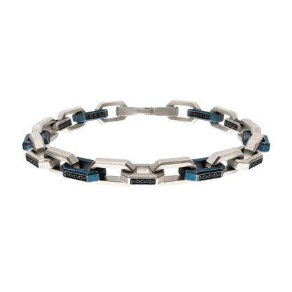 Stainless Steel and Blue Anchor Link Bracelet