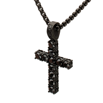 Black Steel Natural Black Spinel Cross Pendant