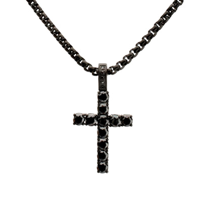 Black Steel Natural Black Spinel Cross Pendant