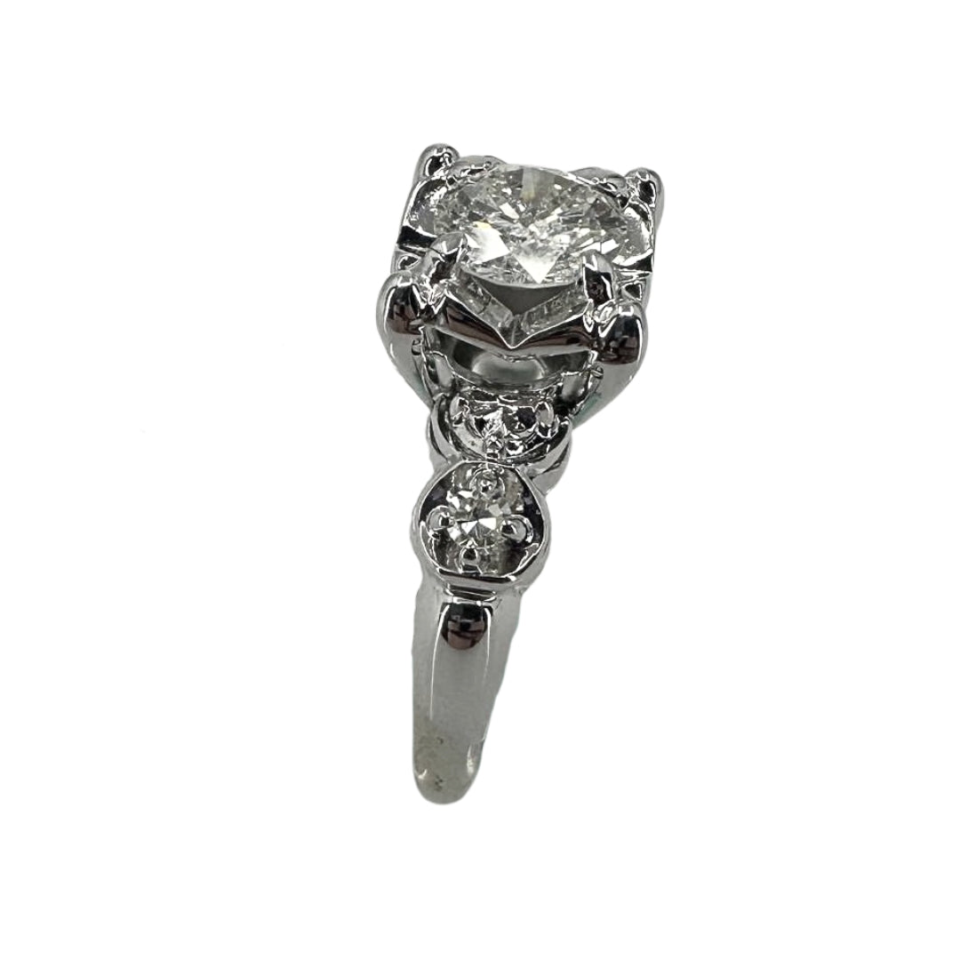 White Gold Box Setting Round Diamond Engagement Ring