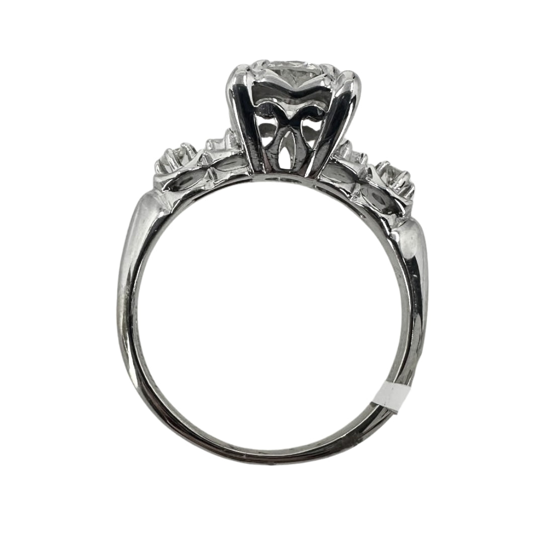 White Gold Box Setting Round Diamond Engagement Ring