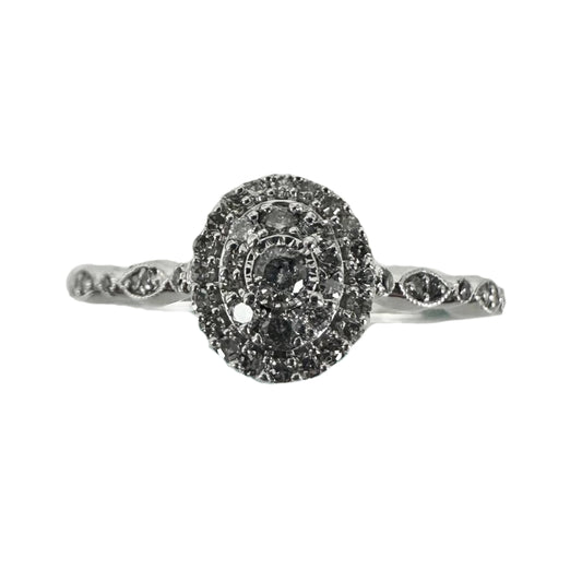 White Silver Oval Diamond Cluster Ring