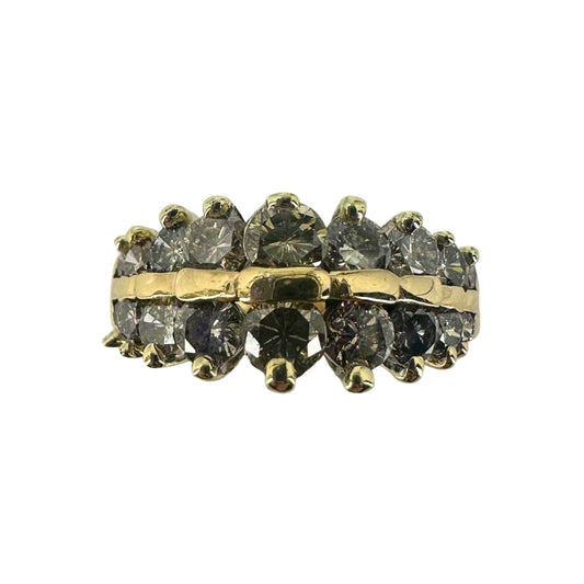 Yellow Gold Double Row Desert Diamond Ring