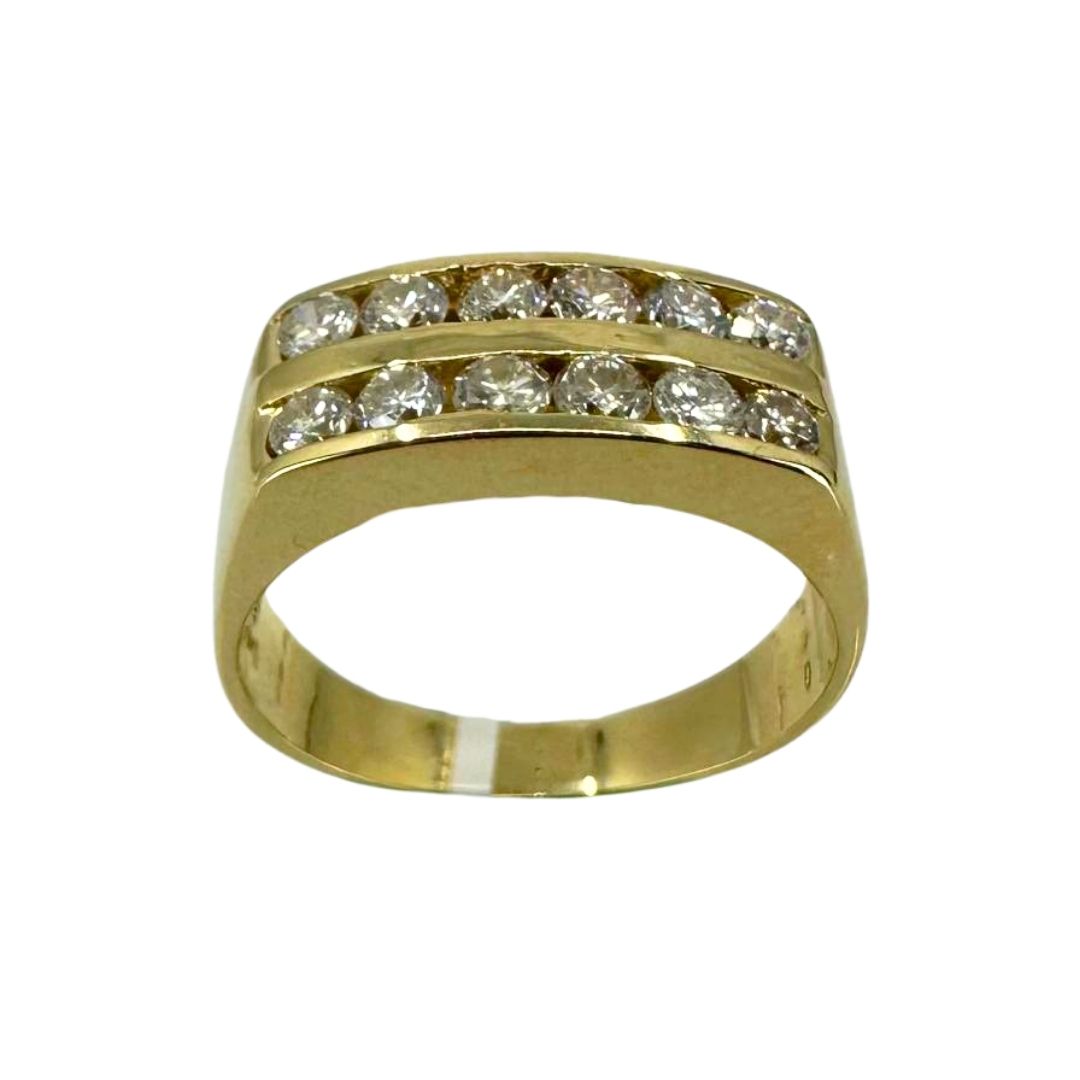 Yellow Gold Double Row Diamond Ring