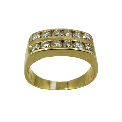 Yellow Gold Double Row Diamond Ring