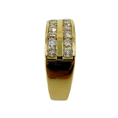 Yellow Gold Double Row Diamond Ring