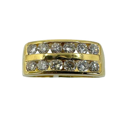 Yellow Gold Double Row Diamond Ring