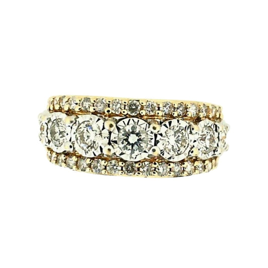 Two Tone Three Row Diamond Band