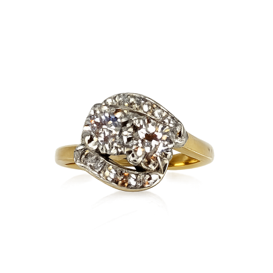 Two Tone Round Diamond Bypass Ring