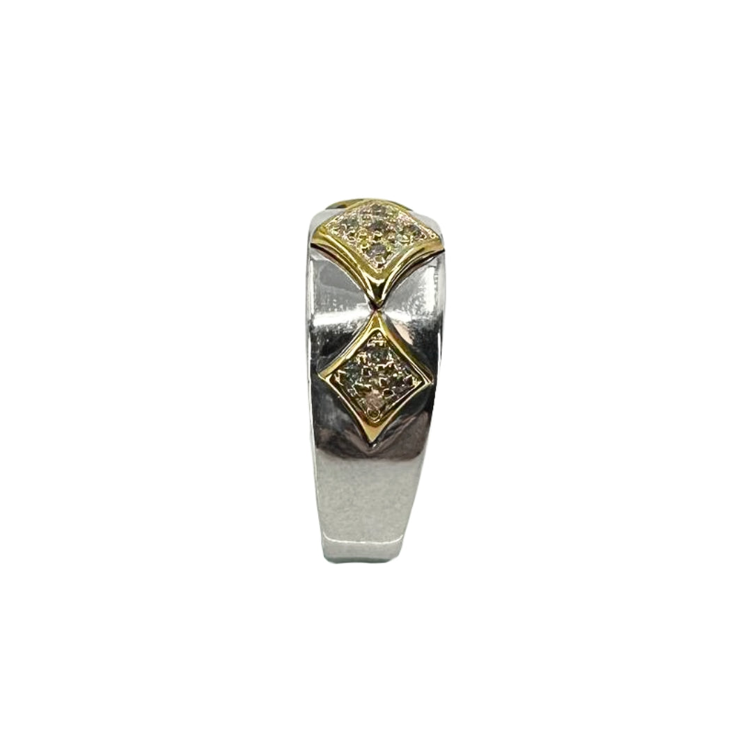 Two Tone Pave Diamond Cluster Ring