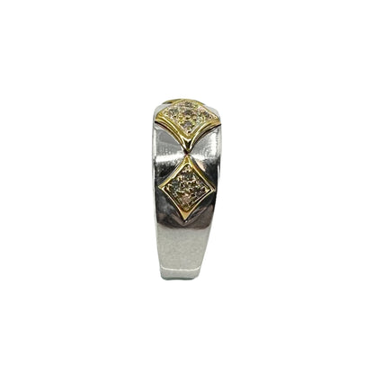Two Tone Pave Diamond Cluster Ring