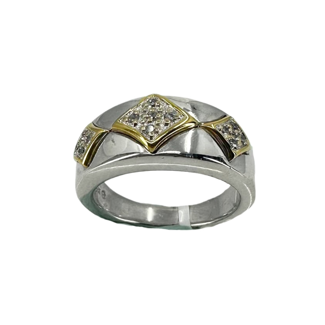 Two Tone Pave Diamond Cluster Ring