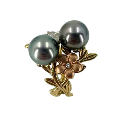 Tricolor Maui Divers Black Pearl Ring