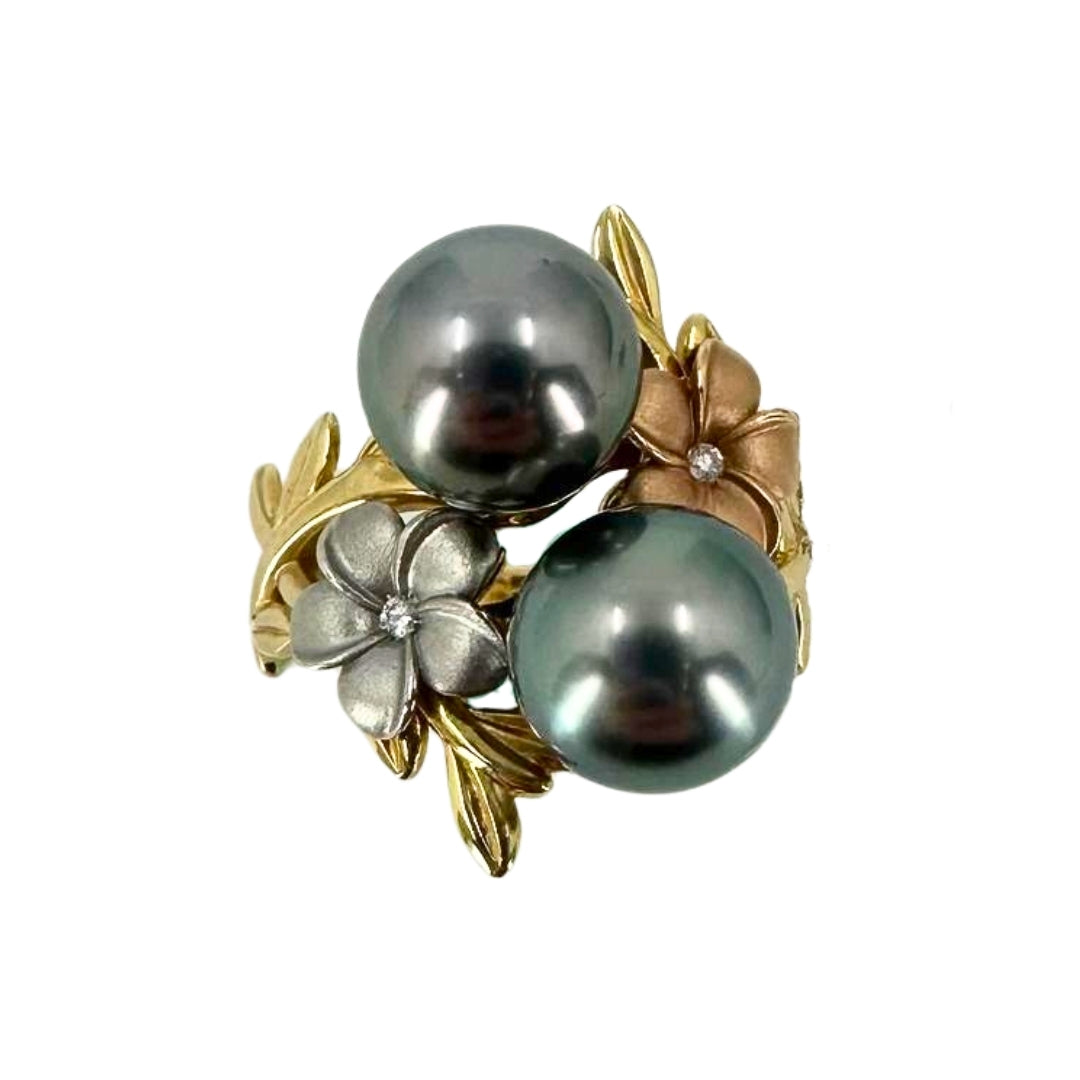 Tricolor Maui Divers Black Pearl Ring