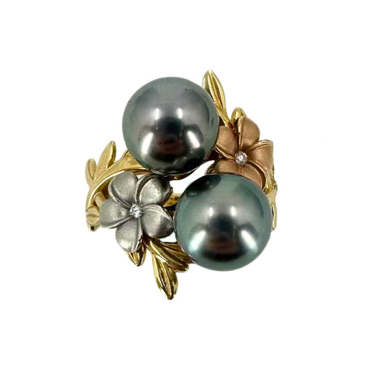 Tricolor Maui Divers Black Pearl Ring