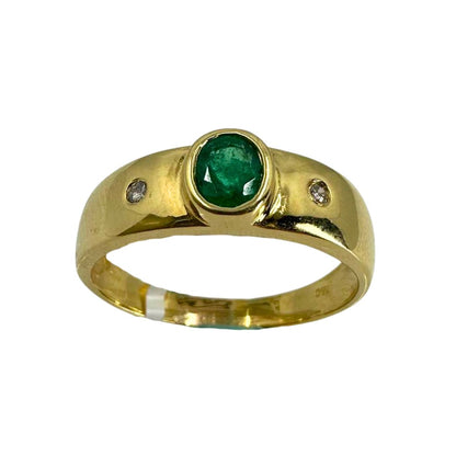 Yellow Gold Oval Emerald Band
