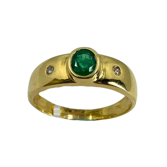 Yellow Gold Oval Emerald Band