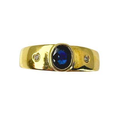 Yellow Gold Oval Sapphire and Diamond Band