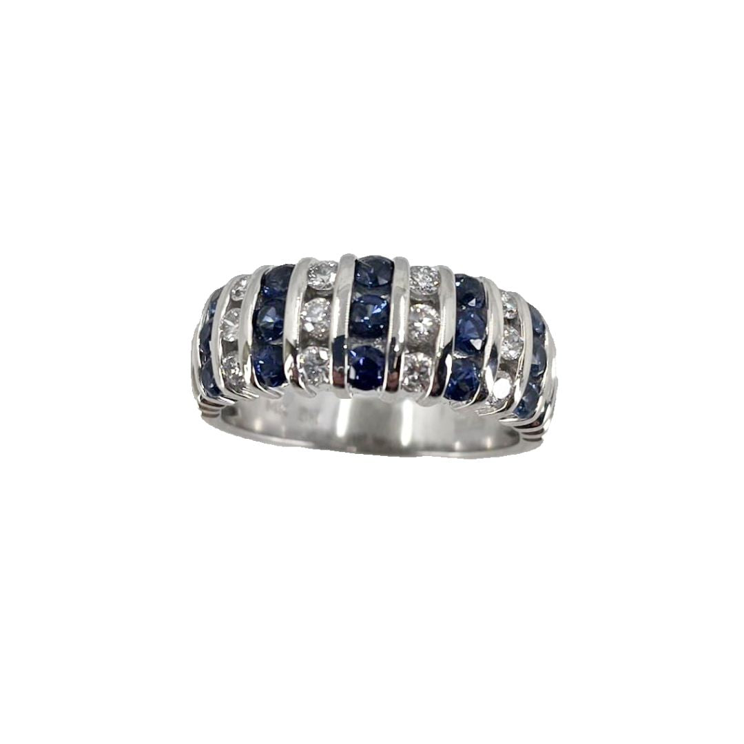Channel Set Diamond and Sapphire Band