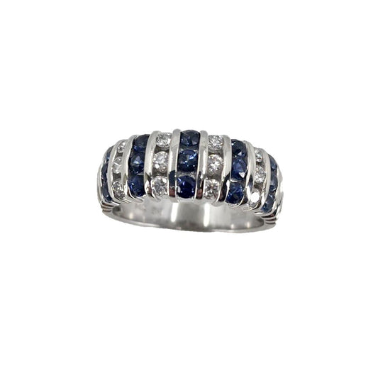 Channel Set Diamond and Sapphire Band