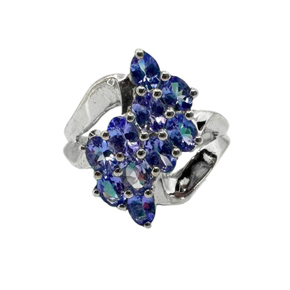 Silver Waterfall Style Tanzanite Ring