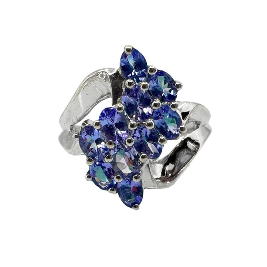 Silver Waterfall Style Tanzanite Ring