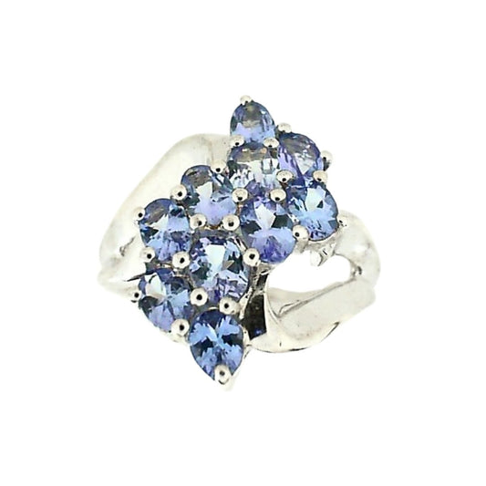 Silver Waterfall Style Tanzanite Ring