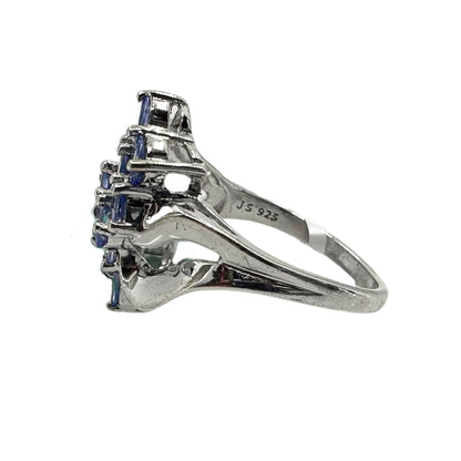 Silver Waterfall Style Tanzanite Ring