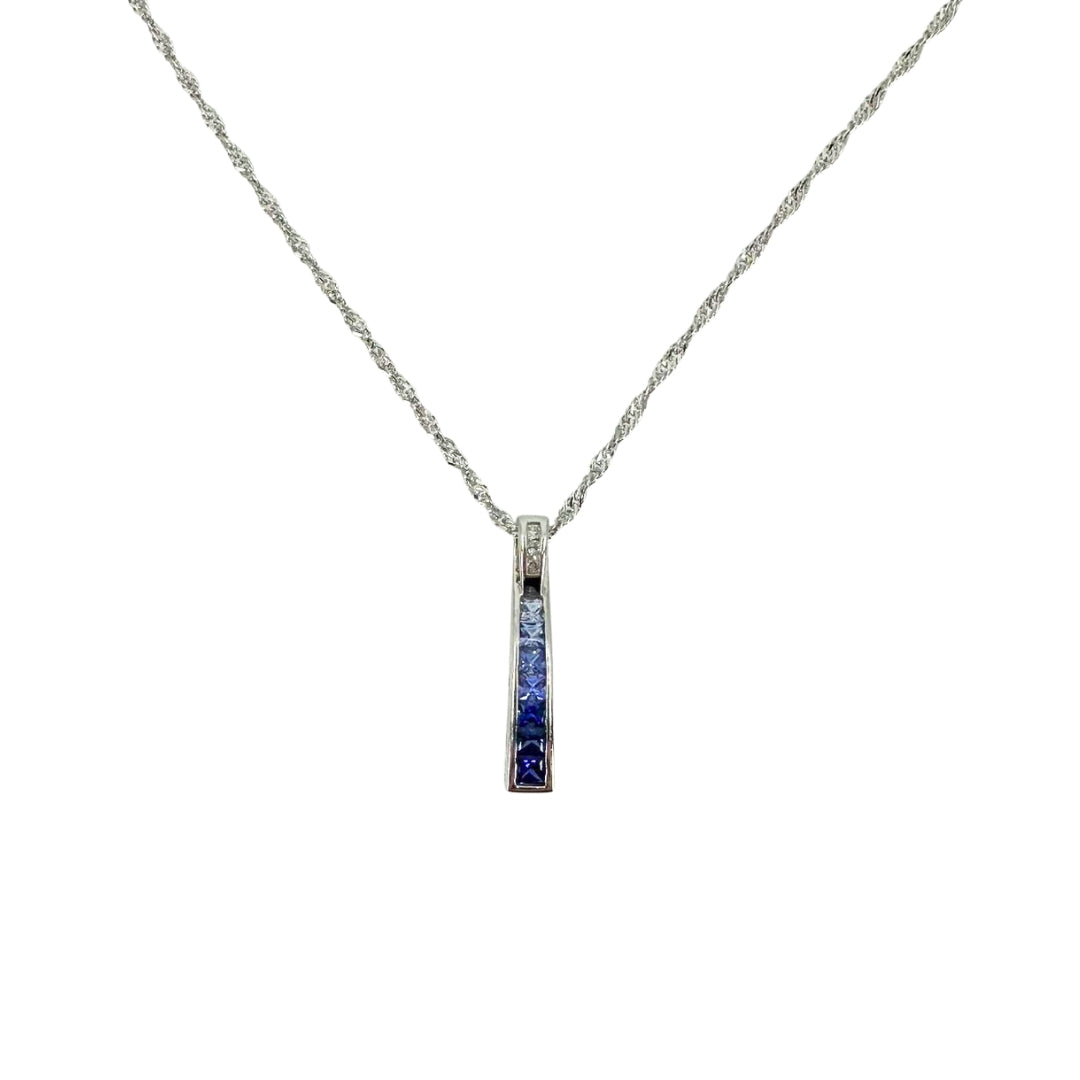 White Gold Sapphire Ladder Pendant