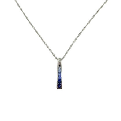 White Gold Sapphire Ladder Pendant