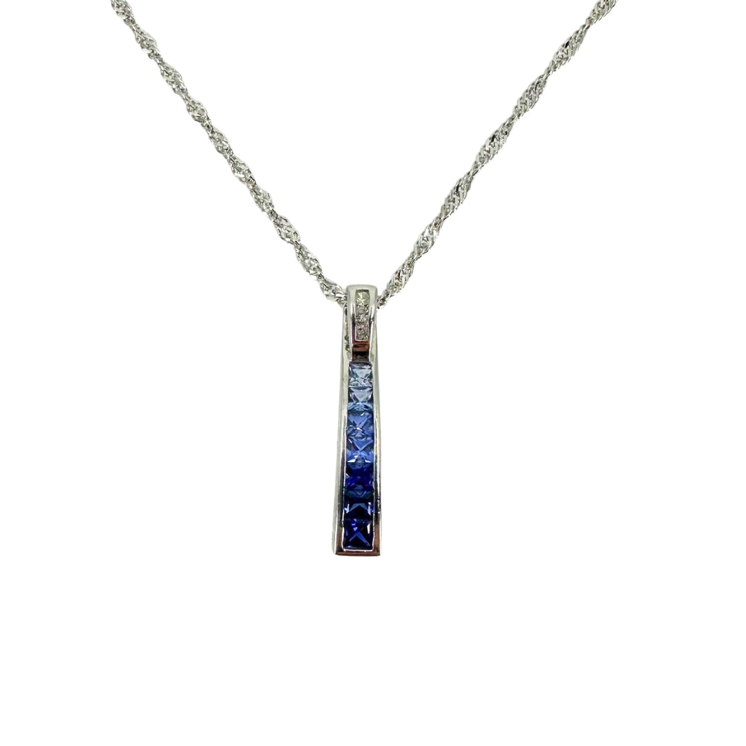 White Gold Sapphire Ladder Pendant