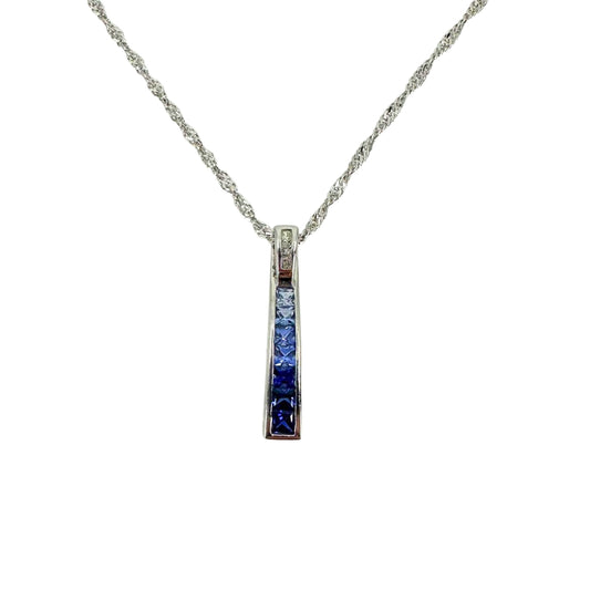 White Gold Sapphire Ladder Pendant