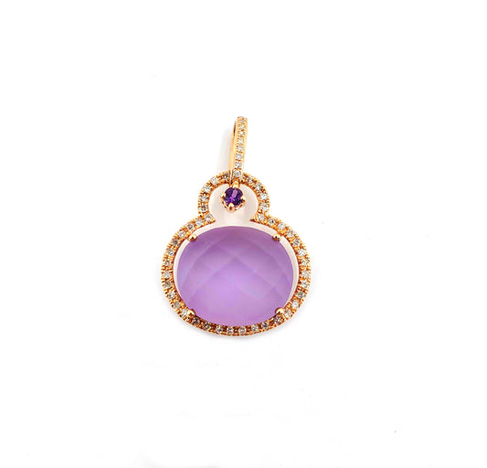 Rose Gold Frosted Amethyst Pendant