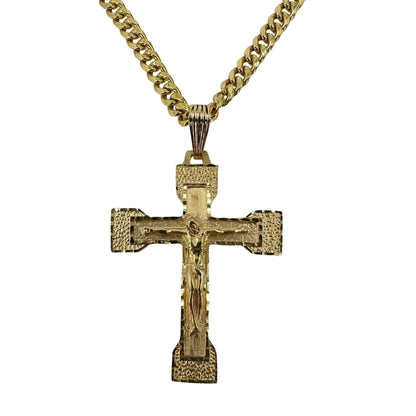 Gold Diamond Cut Cricifix Pendant