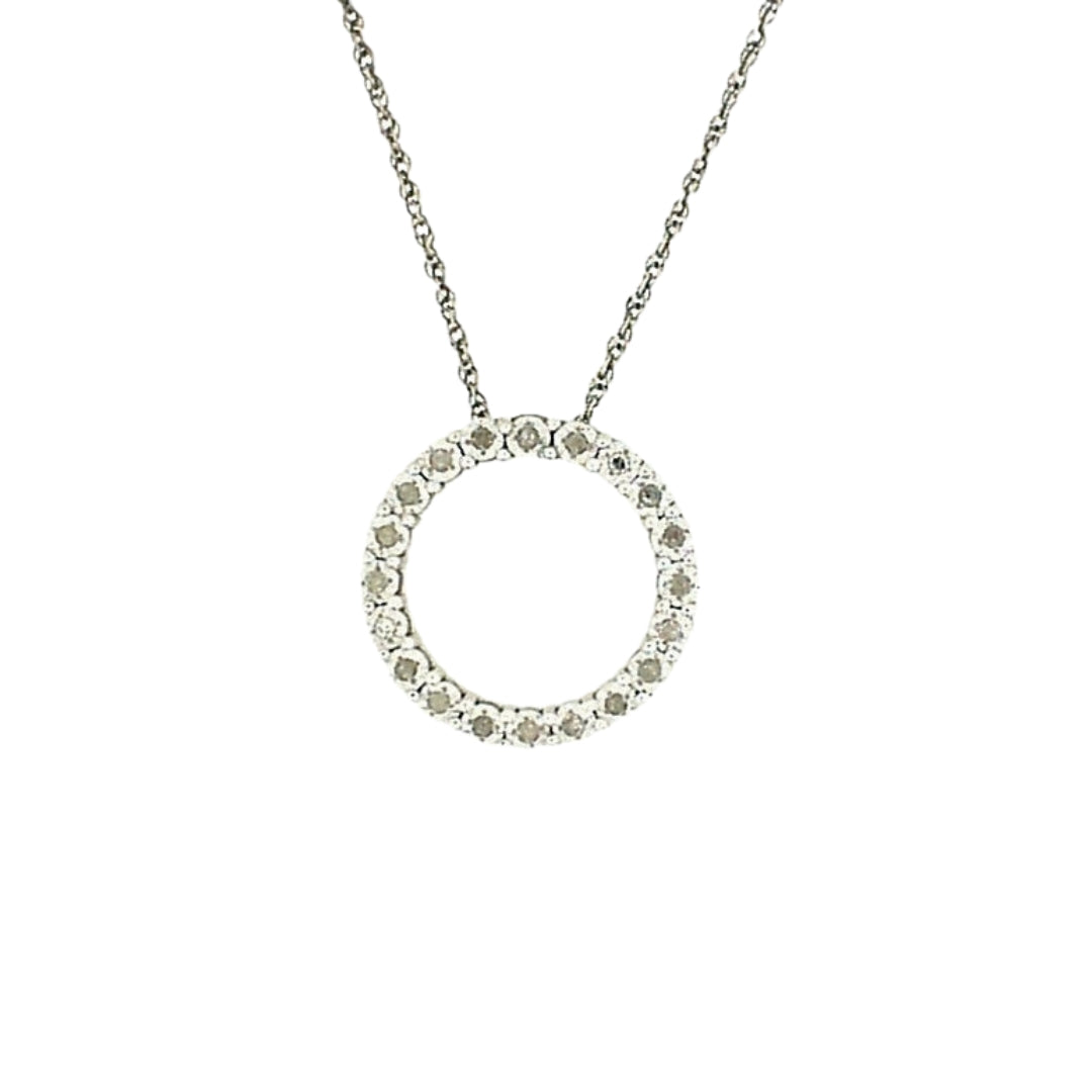Silver Illusion Set Diamond Circle Pendant