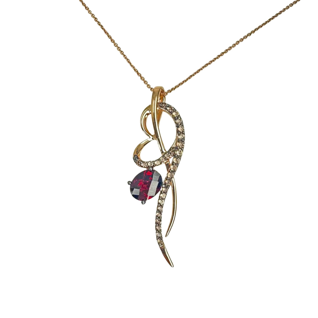 Rose Gold Rhodolite Garnet and Topaz Pendant